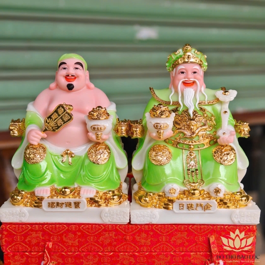 Tượng Thần Tài Thổ Địa đá Việt Nam phú quý rồng cao 25cm