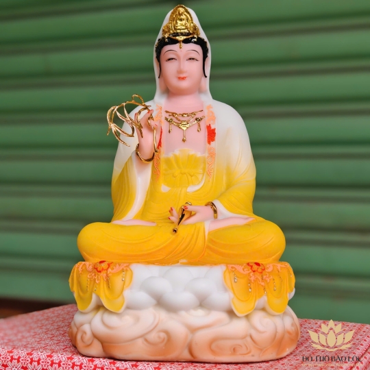 Tượng Tam Thế Phật ngồi – Bộ 3 Tượng Phật Tây Phương Tam Thánh  bằng Đá Nhập Khẩu cao 31cm