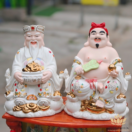 Tượng Thần Tài Thổ Địa sứ đức hóa cao cao cấp nhiều kích cỡ (4 màu: Đỏ, Xanh, Vàng, Trắng)