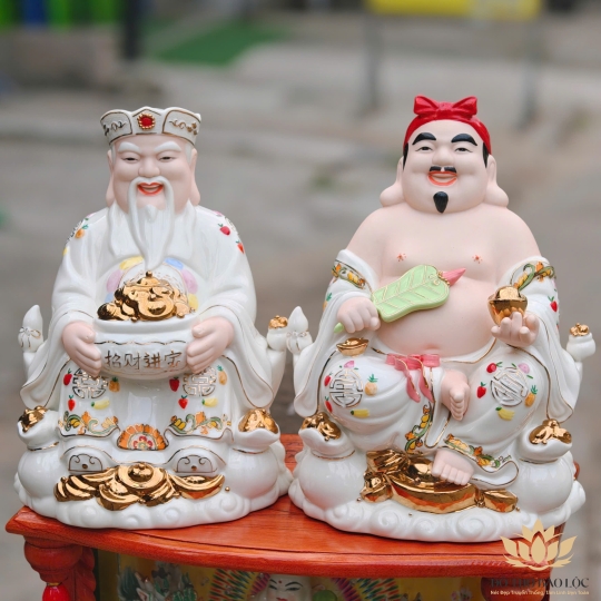 Tượng Thần Tài Thổ Địa sứ đức hóa cao cao cấp nhiều kích cỡ (4 màu: Đỏ, Xanh, Vàng, Trắng)