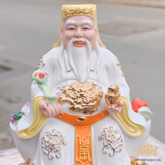 [A5 – TRẮNG-VÀNG] Tượng Thần Tài Thổ Địa Bằng Sứ Đức Hóa Nhập Khẩu Cao Cấp 24cm