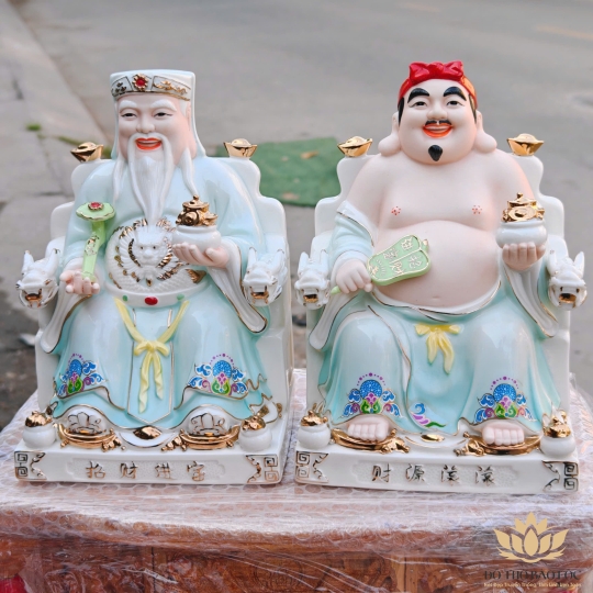 Tượng Thần Tài Thổ Địa bằng sứ đức hóa cao cấp nhập khẩu cao 21cm – Màu trắng
