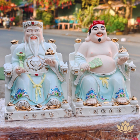 Tượng Thần Tài Thổ Địa bằng sứ đức hóa cao cấp nhập khẩu cao 25cm – Màu xanh dương