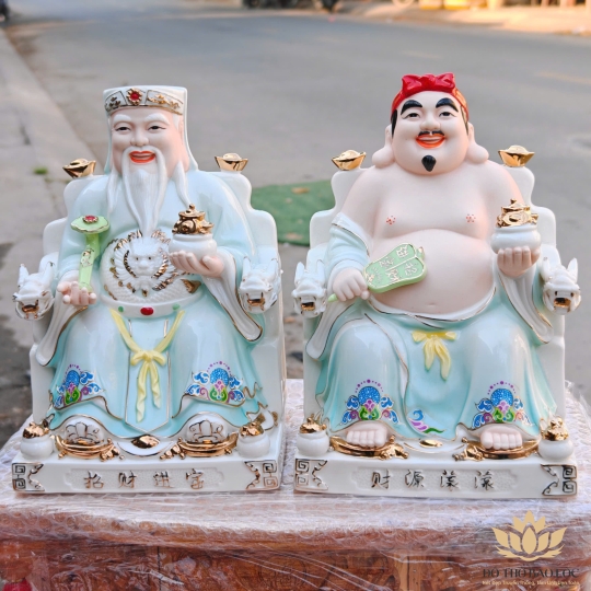 Tượng Thần Tài Thổ Địa bằng sứ đức hóa cao cấp nhập khẩu cao 25cm – Màu xanh dương