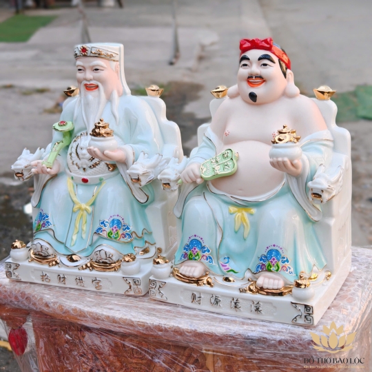 Tượng Thần Tài Thổ Địa bằng sứ đức hóa cao cấp nhập khẩu cao 21cm – Màu trắng