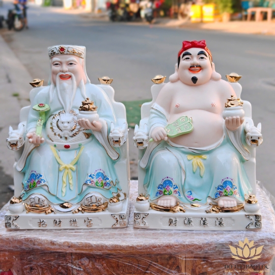 Tượng Thần Tài Thổ Địa bằng sứ đức hóa cao cấp nhập khẩu cao 25cm – Màu xanh dương