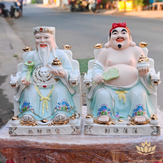 Tượng Thần Tài Thổ Địa bằng sứ đức hóa cao cấp nhập khẩu cao 25cm – Màu xanh dương