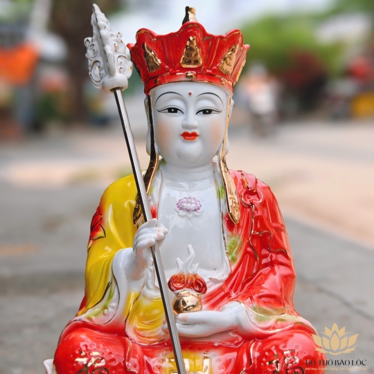 Tượng Địa Tạng Vương Bồ Tát ngồi đài sen bằng sứ cao 40cm